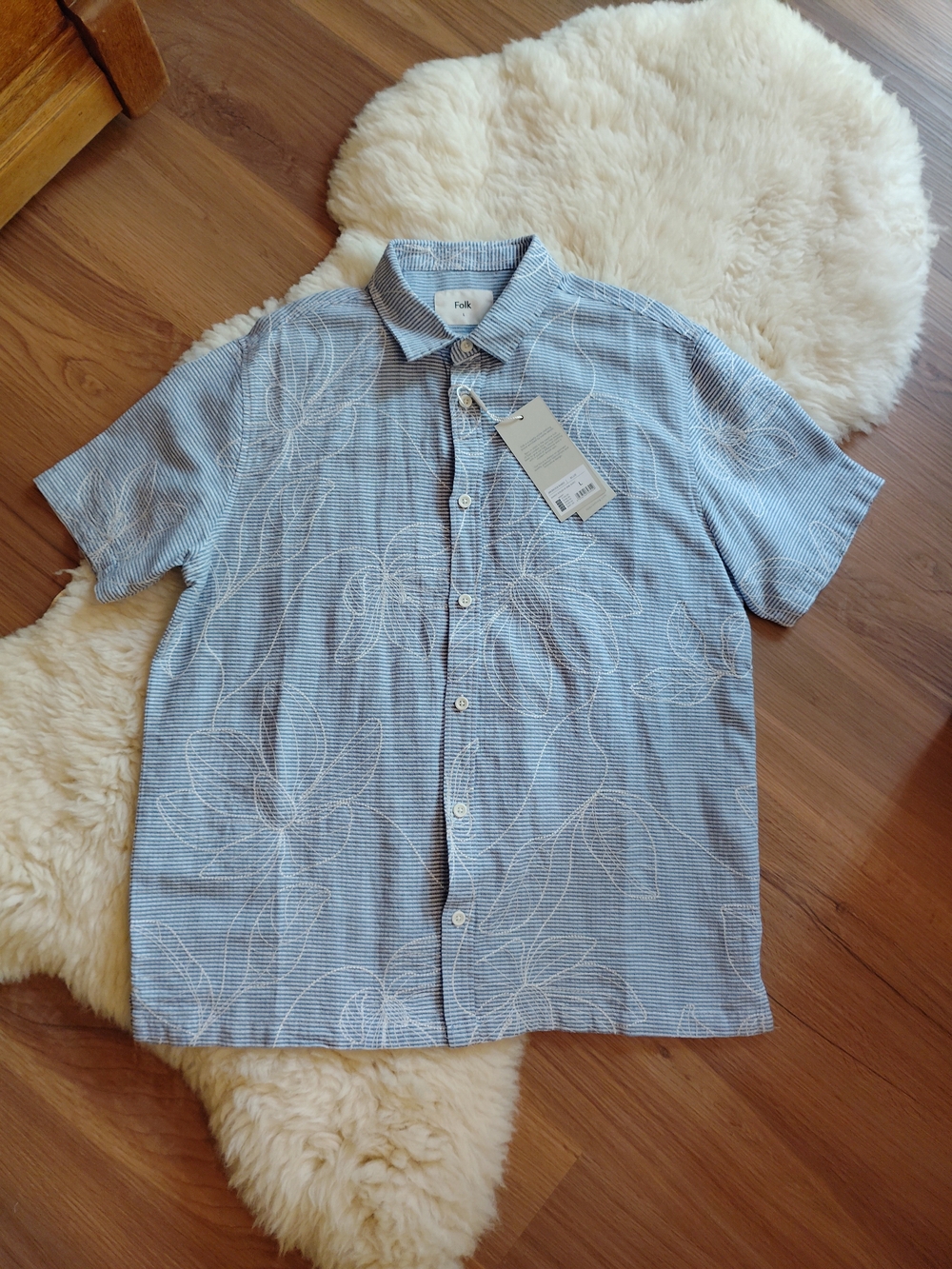 New Folk Men's Light Blue Short-Sleeve Button-Up Shirt